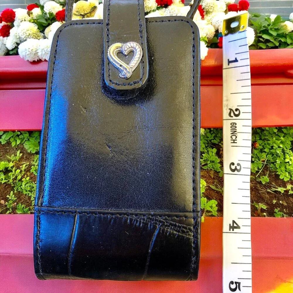 Brighton Vintage Mobile Cell Phone Case Wristlet Black Croc Leather
